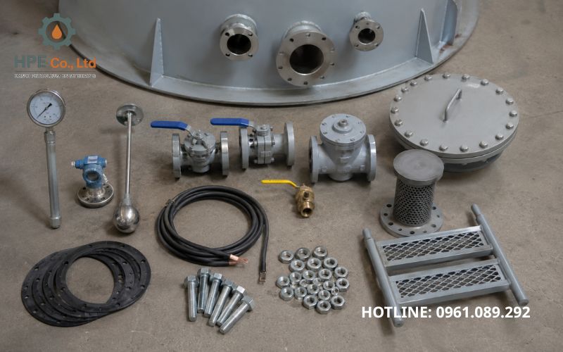 Kiểm tra các phụ kiện bồn chứa xăng dầu đi kèm